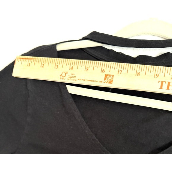 DISTURBIA Black Choker Neck V Neck Crop‎ Top T Shirt Women's Size L - Picture 8 of 12